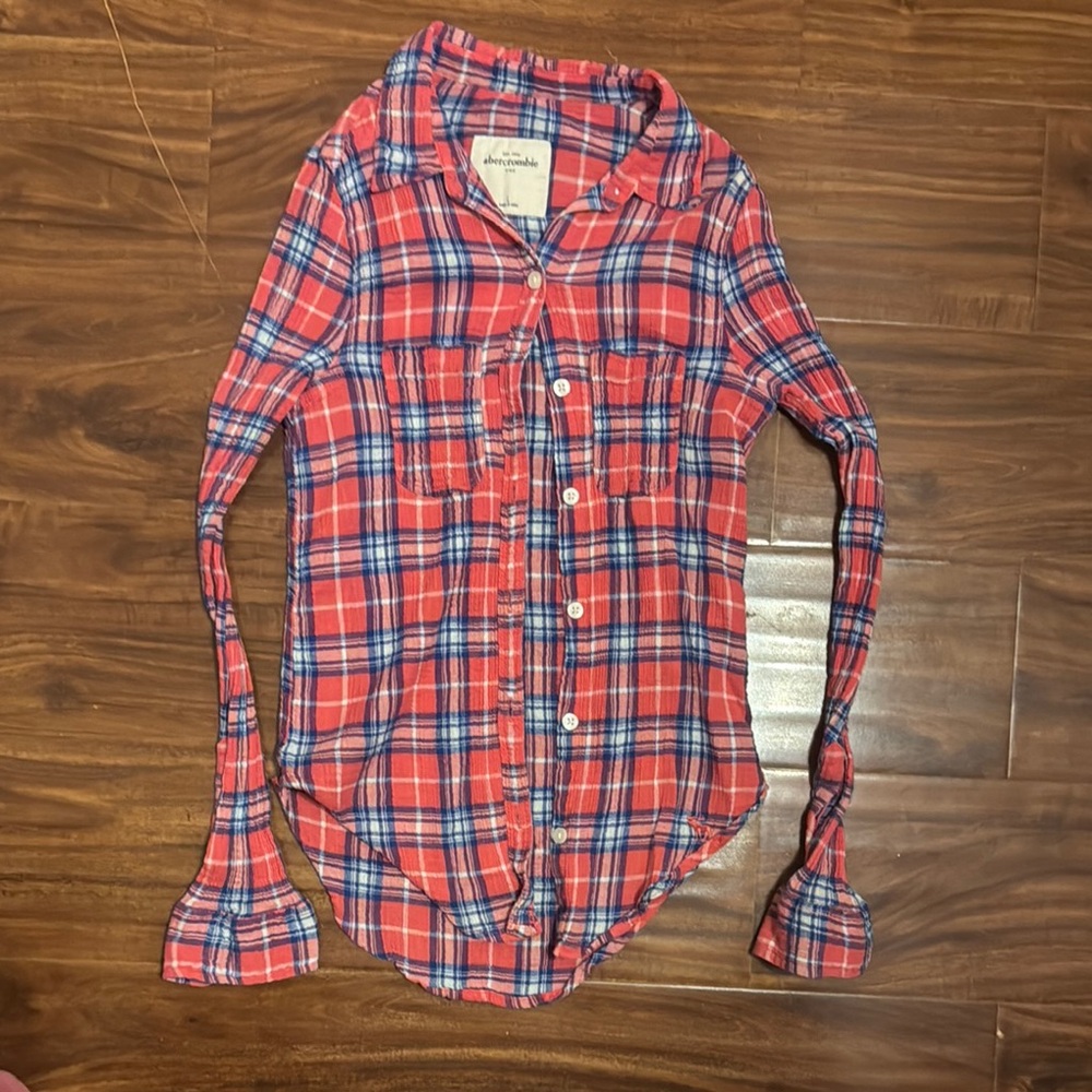 Abercrombie Kids Pink and Blue Button Down Shirt
